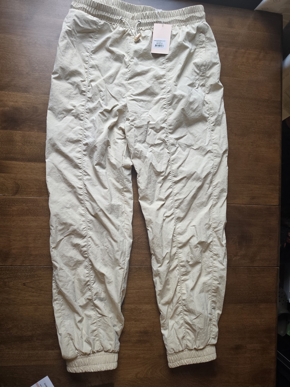 NWT Wilo The Label Parachute Pants Women's Large Clay Beige Lightweight Joggers